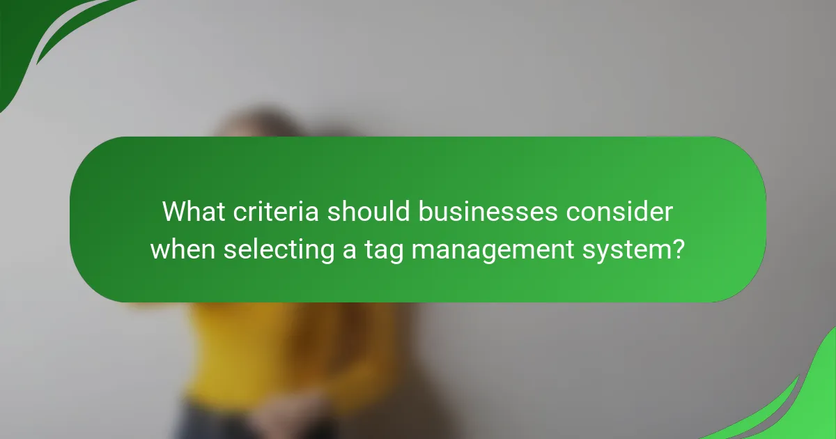 What criteria should businesses consider when selecting a tag management system?